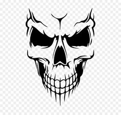 a black and white skull with fangs on it's face clipart, hd png