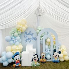 Lias Balloons & More 🌈✨🦋 on Instagram: "Baby Mickey & Friends Baby Shower ✨ Such a beautiful way to shower a baby boy ! Thank you @desie_310 for trusting us with such a beautiful set up ✨ #BabyShower #BoyBabyShower #Balloon #BalloonArch #BalloonGarland #Explore #BalloonArtist" Babyshower For Boy Theme, Babyshower Ideas Baby Boy, Theme For Baby Boy 1st Birthday, Babyshower Decoration For Boys, Disney Theme Balloon Decoration, Baby Birthday Decorations Theme, Baby Showers For Boys Theme, Disney Baby Shower Themes For Boys