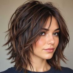 Layered Haircuts For Bob Hair, Sassy Layered Haircuts, Medium Chunky Layered Hair, Haircuts For Shoulder Length Curly Hair, Short Hair Long Layers Face Framing, Growing Out Layered Hair, Shaggy Layered Bob Hairstyles, Short Layers Shoulder Length Hair, Short To Medium Layered Haircuts