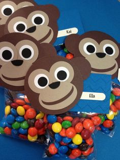 there are some candy bags with monkeys on them