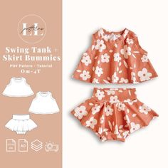 Our easy PDF sewing pattern and tutorial for our SWING TANK + SKIRT BUMMIES pattern available via INSTANT DOWNLOAD in A4 OR Projector format! A fun and beginner friendly baby sewing pattern for baby and toddler, these skirted bummies and swing tank pattern are the perfect summer baby outfit! Create your own baby outfit with these easy sewing patterns and instructions, making the perfect baby gift! ☻ Buy 3 or more patterns and save 20%! ☻Automatically applied at checkout. ★ Pattern Files:     ZIP Outfit Sewing Pattern, Easy Sewing Patterns Free, Western Baby Clothes, Summer Sewing Patterns, Baby Sewing Patterns Free, Tank Top Sewing Pattern, Tank Pattern, Baby Clothes Patterns Sewing, Pattern Outfits