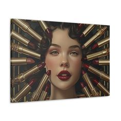 Unleash the power of beauty with our "Lipstick Radiance" canvas art. This exquisite piece features an array of luxurious lipsticks arranged in a radiant pattern, showcasing various shades of red and pink. The center is artistically blurred to draw attention to the meticulously detailed lipsticks, making it a perfect addition for makeup enthusiasts and art lovers alike. Crafted with precision and printed on high-quality canvas, this artwork promises to add a touch of elegance and vibrancy to your space. Uplift any room's decor with art that's printed on top-quality canvas gallery wraps. Each wrap is made with finely textured, artist-grade cotton substrate which helps reproduce your image in outstanding clarity and detail. Available in multiple sizes, these closed back canvases are built wit Red Lip Balm, Is He The One, Natural Lip Color, Luxury Lipstick, Sheer Lipstick, Natural Lip Colors, Lipstick Art, Natural Lipstick, Natural Lip