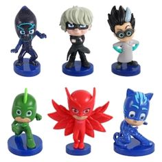 the figurines are all different colors and sizes