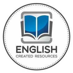 the english logo with an open book on it