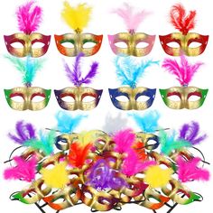 PRICES MAY VARY. Striking Assortment: you will get 200 pcs of Mardi Gras feather masquerade masks in one package, including many different kinds of colors, enough quantity and colors can meet your needs for daily use and replacement, you can also choose to match your daily different types of clothes Exquisite Appearance: our mardi gras masks bulk plastic have graffiti in multiple colors, looking retro and charming, which is ideal for a carnival atmosphere Reliable Material: the feather mardi gra Led Masks, Mardi Gras Party Decorations, Mardi Gras Masks, Carnival Mask, Feather Mask, Mardi Gras Costumes, Masquerade Masks, Mask Masquerade, Masquerade Costumes