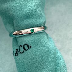 Tiffany &. Co Emerald Band Ring Size 5 In Great Condition Comes With Pouch Emerald Band Ring, Jewelry Tiffany, Emerald Band, Tiffany Co Jewelry, Ring Color, Womens Jewelry Rings, Tiffany & Co., Band Ring, Band Rings