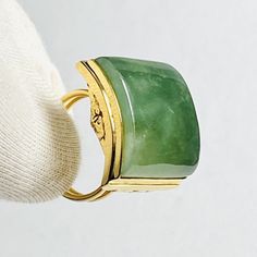 Ming's Honolulu 14K Yellow Gold Curved Rectangular Green Jade Ring Size 6.5 Jade measures approx. 20.3 x 16.6 x 4.5 mm Shank width 3.7 mm Stamped Ming's 14K HK Total weight approx. 11.19 g Very good preowned condition, please see photos for detail Green Jade Ring, Antique Jewelry Rings, Jade Ring, Green Jade, Jade Green, Honolulu, Vintage Watches, Antique Jewelry, Jade