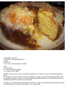 a recipe for a cake with orange icing