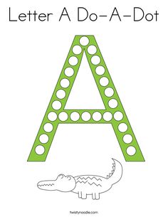 the letter a is for alligator with dots on it and an image of a crocodile