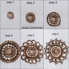 the steps to make an intricate broochle with metal filigrees and spiral designs