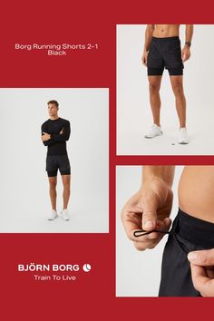 The Björn Borg Borg Running Shorts 2-1 are stylish training shorts made from recycled polyester stretch. They have a woven fabric on top and inner shorts in jersey fabric. They’re short length with a double waistband with a drawstring in-between for tying up your keys. Featuring a phone pocket on the inner shorts, slits on the sides for enhanced movability, and reflective details on the back for visibility. * Recycled material * Outside shorts in woven fabric Inner shorts in soft jersey * Short length * Double elastic waistband with drawstring * Phone pocket on inner shorts Sport Tights, Training Shorts, Socks And Sandals, Toiletry Bag Travel, Black Beauty, Running Shorts, Jersey Shorts, Jersey Fabric, Sport Outfits