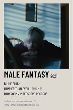 Male Fantasy Billie Eilish Poster, Music Poster Billie Eilish, Billie Eilish Polaroid Poster, Billie Polaroid, Billie Eilish Album Cover, Billie Poster, Cant Get Over You, Minimalist Music