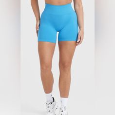 Brand New With Tag Size Xs Color: Electric Blue Light Blue Activewear With Built-in Shorts, Blue Athleisure Bottoms With Built-in Shorts, Stretch High Waist Blue Shorts, Blue High Waist Stretch Shorts, Blue High-waist Stretch Shorts, Fitted Light Blue Sports Shorts, Light Blue Fitted Sports Shorts, Blue Athletic Shorts For Athleisure, Blue Athleisure Athletic Shorts