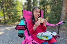 Young girl sitting in a camp chair smiling with a breakfast sandwich in her hands. Easy Camping Breakfast Ideas, Breakfast Easy Recipes, Camping Breakfast Recipes, Camping Breakfast Ideas, Easy Holiday Snacks, Easy Camping Breakfast, Christmas Snacks Easy, Paleo Breakfast Easy