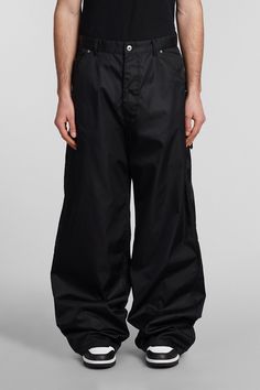 Pants In Black Polyamide Black Nylon Pants With Belt Loops, Black Nylon Bottoms For Work, Black Nylon Straight Leg Pants, Black Straight Leg Nylon Pants, Black Nylon Trousers, Wide Leg Nylon Pants With Loosely Fitted Hips, Loosely Fitted Wide Leg Nylon Pants, Nylon Tapered Leg Pants, Wide Leg Nylon Workwear Pants