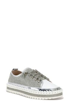 Allover crystals sparkle and shine on this updated low-top sneaker set on a bold platform sole. Lace-up style Synthetic upper, lining and sole Imported Azalea Wang, Perfume Gift Sets, Sparkle And Shine, Perfume Gift, Fragrance Gift, Fragrance Gift Set, Platform Sneaker, Fragrance Design, Shine On