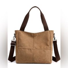 About This Item Color Brown Fabric Type Canvas Origin Imported Closure Type Zipper Lining Polyester About This Item Material:High Quality Canvas ,Polyester Lining.High Quality Zipper,Sturdy And Durable Structure: 1 Main Pocket, 1 Inner Zipper Pocket, 1 Cell Phone Bag, 1 Card Bag;External: 1 Back Zipper Pocket. This Top Handle Handbags Is Super Lightweight And Medium Capacity. Sturdy And Spacious To Hold Ipads,A4 Folders, 2 Inch Binders, Papers, Books,Groceries And More.Fashion Classic Stitching Party Interior, Work Purse, Small Shoulder Bags, Crossbody Bags For Travel, Canvas Crossbody Bag, Purse Styles, Canvas Handbags, Casual Tote, Canvas Shoulder Bag