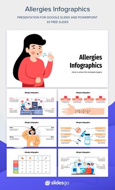 an info sheet with the text allergies infographics on it, including images and