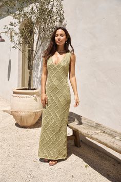 Escape to tropical paradise in our Exotic Escape Knit Maxi Dress in Green. a luxurious blend of comfort and style. Whether you're wandering through the vibrant markets of Marrakech or lounging in a hammock on the shores of Phuket. let this dress be your chic companion for all your exotic adventures. Maxi dress. true to size V neckline Exposed back with tie Knit overlay Lined 75% Polyester 25% Acrylic Slight stretch Please refer to the care label on garment for specific instructions on how to car Knit Maxi Dress, Mini Dress Formal, Green A, Maxi Knit Dress, Maxi Dress Green, Tropical Paradise, Care Label, Phuket, Marrakech