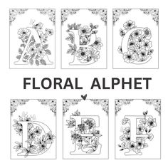 four floral alphabets with the letter d in black and white, one has flowers on it