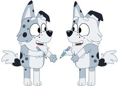 two cartoon dogs are standing next to each other