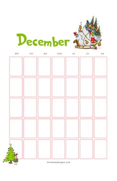 a printable christmas calendar with santa and reindeers