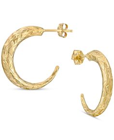 in stock Macy's Small Hoop Earrings As Gift, Small Hoop Earrings From Macy's As Gift, Macy's Small Hoop Earrings For Anniversary, Macy's Small Hoop Jewelry As Gift, Macy's Small Hoop Earrings Gift, Macy's Small Hoop Jewelry For Gifts, Small Hoop Earrings, Texture Design, 10k Gold