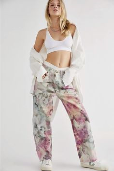 Painter's Pants in Waterlily– riverside tool & dye Fall Bleached Cotton Bottoms, Pre-washed Cotton Pants For Spring, Fall Bleached Relaxed Fit Bottoms, Casual Pre-washed Pants For Spring, Fall Relaxed Fit Bleached Bottoms, Spring Washed Straight Pants, Fall Season Bleached Bottoms With Relaxed Fit, Spring Relaxed Fit Washed Cargo Pants, Trendy Faded Cotton Pants