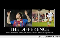 two pictures of soccer players with one saying, the differences between messel and messel