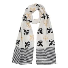 Fleur de Lis Cotton Scarf - White Potato Print, Handmade Games, Block Print Scarf, India Design, Wardrobe Inspiration, Cotton Scarf, Block Printing, Fabric Painting, White Fabrics