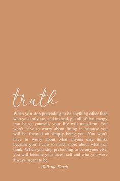 the words truth are written in white ink on an orange background with a brown border