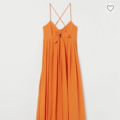 H&M New Orange Lined Summer Maxi Dress With Front Tie-Side Zipper. Orange Summer Dress, Peach Maxi Dresses, Silky Maxi Dress, Pink Floral Maxi Dress, Ribbed Maxi Dress, Ribbed Sweater Dress, Dress H&m, Flowy Maxi Dress, Tumblr Fashion