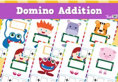 an animal themed domino game with the words'domino addition'in front of it