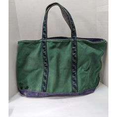 Vintage Ll Bean Green Navy Blue Boat And Tote Canvas Tote Bag Made In Usa Large Distressed / Color Fading Interior And Exterior Has Stains Zipper Is Stuck And Doesn't Zip At All Bag Measurements Done While Flat 22 In W X 11 In H X 10 In D Bag Weight Before Shipping Materials Is 1lb 12oz See Pictures Of The Actual Bag And Condition Thank You Boat And Tote, Blue Boat, Vintage Ll Bean, Bag Measurements, Bean Bag, Ll Bean, Canvas Tote Bag, Womens Tote Bags, Canvas Tote