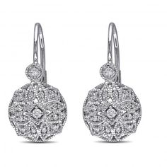 Vintage Style Leverback Diamond Earrings Floral 14k White Gold 0.15ct - DE8 Diamond White Diamond Earrings With Lever Back, Round White Diamond Earrings With Lever Back, Round Diamond White Diamond Earrings With Lever Back, Diamond Drop Earrings With Lever Back, White Gold Diamond Earrings With Lever Back, White Gold Round Cut Diamond Earrings With Lever Back, Elegant White Gold Diamond Earrings With Lever Back, Anniversary Diamond Earrings With Lever Back Ear Wires, Anniversary Diamond Earrings With Lever Back