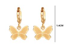 Say hello to your new favorite earrings! These gorgeous gold butterfly huggy hoop earrings will sparkle when you step out in them. Perfect for any occasion, you'll love their unique design and artisan quality. Whether you're looking for the minimalist style of these gold-plated beauties or the tiny sparkle of color, you won't go wrong with these must-have earrings! 1 x 2.5cm size gold plate hoops for pierced ears Butterfly Charm Huggie Earrings As Gift, Trendy Butterfly Hoop Earrings As Gift, Trendy Hoop Earrings With Butterfly Charm As Gift, Gift Butterfly Charm Huggie Earrings, Butterfly Charm Hoop Earrings As Gift, Hoop Earrings With Butterfly Charm For Gift, Butterfly-shaped Hypoallergenic Hoop Earrings For Gifts, Hypoallergenic Butterfly Hoop Earrings Gift, Gold Huggie Earrings With Butterfly Charm