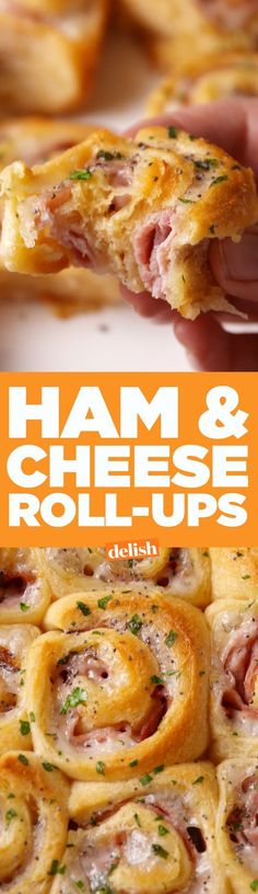 ham and cheese roll - ups with text overlay