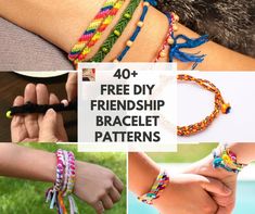 four different bracelets with the words 40 free diy friendship bracelet patterns