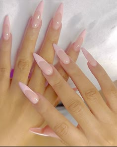 Pink French Tips, Long Almond Nails, Pink Tips, Wow Nails, Pink French, Soft Nails, French Tips, Pink Acrylic Nails