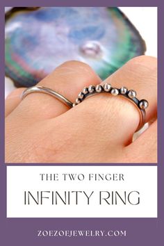 This two finger ring is going to become the most unique addition to your jewelry collection. With the shape of infinity, this ring sits comfortably on two fingers making for a unique look. It is handcrafted in sterling silver in my one woman studio in Italy. These are made to order in your size so head over to the shop and order one today! #jewelryart #twofingerring #statementring Two Finger Ring, Silver Infinity Ring, Double Finger Ring, Art Ring, Two Fingers, Hammered Rings, Infinity Ring, Statement Ring Silver, The Infinity