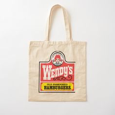 100% cotton reusable shopping carry bag with digital print on one side. Wendy's retro old Fashioned Hamburgers Retro Canvas Shopping Tote Bag, Retro Canvas Tote Bag For Shopping, Vintage Canvas Bag With Letter Print For Daily Use, Retro Canvas Bags With Letter Print, Vintage White Cotton Canvas Bag, Retro Rectangular Bag With Letter Print, Retro Rectangular Canvas Bag With Letter Print, Vintage Cotton Canvas Bag With Large Capacity, Vintage Canvas Gift Bag