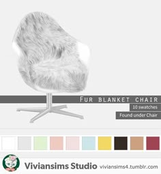 an image of a fur chair with color swatches on the bottom and bottom half