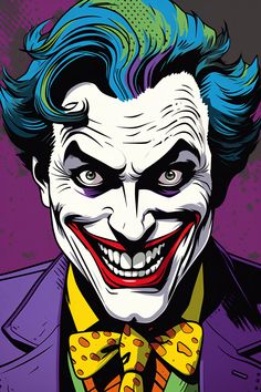 an image of the joker with blue hair