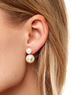 "Peal ear jacket earring Gold: 18K Gold Plated Silver: Rhodium Plated - Post Back - 0.6\" Drop - Top Pearl is 8mm and the bottom is 12mm. - Nickel and Lead Compliant (Hypoallergenic) # two in one earrings, pearl studs, double pearl earring, front back earrings, ear jackets, dainty stud earrings, hypoallergenic earrings, Affordable earrings, gift for her, gift for mom, gift for friend, birthday gift, mother's day gift, anniversary gift, prom earrings, gifts for mothers day, gift ideas for her, ideas for gifts, gifts for mom, gifts for valentines day, gift ideas for teenagers, ideas for christmas gifts, gift ideas for women, gifts for women, gifts for anniversary, box for gift, gift ideas for mom, christmas gifts for mom" Ear Jacket Earring Gold, Double Pearl Earrings, Classic Pearl Earrings, Affordable Earrings, Jacket Earrings, Front Back Earrings, Ear Jacket Earring, Prom Earrings, Earring Jackets