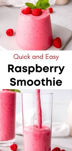 You can see a delicious vibrant creamy raspberry smoothie. This recipe only has 5 ingredients and take less than 5 minutes to make. Smoothies With Raspberries, Smoothie Recipes Raspberry, Healthy Raspberry Recipes, Smoothie Recipe Without Banana, Rasberry Smoothie, Raspberry Milk, Easy Smoothie Recipe