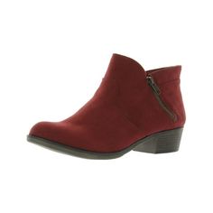 Manufacturer: Sun + Stone Size Origin: US Style Type: Ankle Boots Collection: Sun + Stone Closure: Material: Man Made Fabric Type: Faux Leather Sku: BH5919004 Size: 9.5.  Color: Red.  Gender: female.  Age Group: adult. Sun Stone, Block Heel Ankle Boots, Suede Block Heels, Heel Ankle Boots, Faux Suede, Gender Female, Block Heels, Clothing And Shoes, Almond