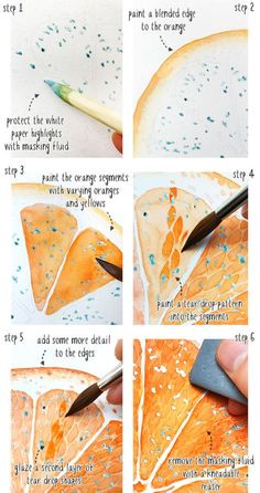 step by step instructions on how to paint oranges