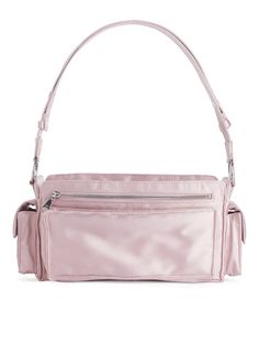 Shoulder Bag - Dusty Pink - ARKET WW Modern Satchel Shoulder Bag With Pockets, Modern Shoulder Bag With Multiple Pockets, Chic Shoulder Bag With Pockets And Double Handle, Chic Satchel Shoulder Bag With Pockets, Travel Baguette Bag With Zipper Pocket And Double Handle, Travel Shoulder Baguette Bag With Pockets, Travel Baguette Bag With Zipper Pocket, Rectangular Baguette Bag With Pockets For Travel, Alice Headband