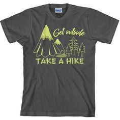 Hiking TShirt - Go Take A Hike - Funny Camping T Shirt - Unisex - Item 2078 Outdoor Crew Neck T-shirt With Letter Print, Graphic Tee T-shirt With Crew Neck For Hiking, Crew Neck T-shirt With Letter Print For Outdoor, Outdoor Green T-shirt With Graphic Print, Green T-shirt For Outdoor Activities, Green Graphic Print T-shirt For Outdoor, Green Graphic Print Outdoor T-shirt, Green Graphic Tee For Outdoor, Crew Neck T-shirt With Letter Print For Hiking