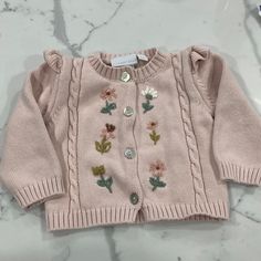 Never Worn (Tags Removed) Elegant Baby Cardigan Size 6 Month. Dusty Pink, Ruffle Shoulders, Flowers On Front, “Mother Of Pearl” Buttons. Gorgeous!! Spring Cotton Cardigan For Playtime, Cute Spring Cardigan For Playtime, Spring Cotton Sweater For Playtime, Cute Spring Sweater For Playtime, Pink Sweater For Spring Playtime, Pink Spring Sweater For Playtime, Spring Pink Sweater For Playtime, Elegant Baby, Month Colors